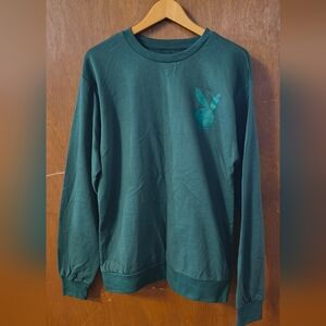 PLAYBOY Men's Teal Crewneck Sweater